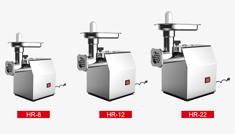 Side view of Horus tabletop commercial meat mincer for butcher shops