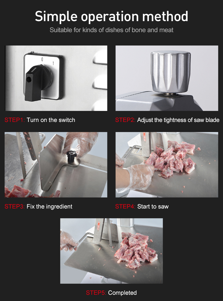 Tool-free quick disassembly, deep cleaning - Horus bandsaw hygienic design